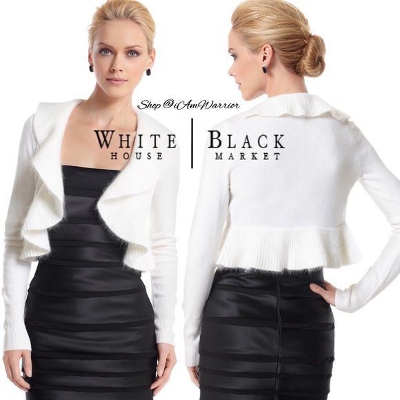 White House Black Market Sweaters - WHBM NWT angora blend ruffle shrug sweater